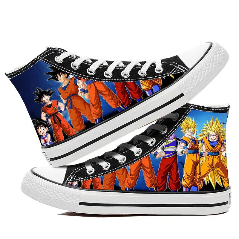 Anime Dragon Ball Z Figure Son Goku Fashion Canvas Shoes Super Saiyan High Upper Vulcanized Shoes Breathable Casual Sneaker Gift