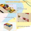 AOOU Kids Art Table and 2 Chairs, Toddler Craft Drawing Desk with Large Storage Shelves, 4 Storage Bins and Paper Roll 6