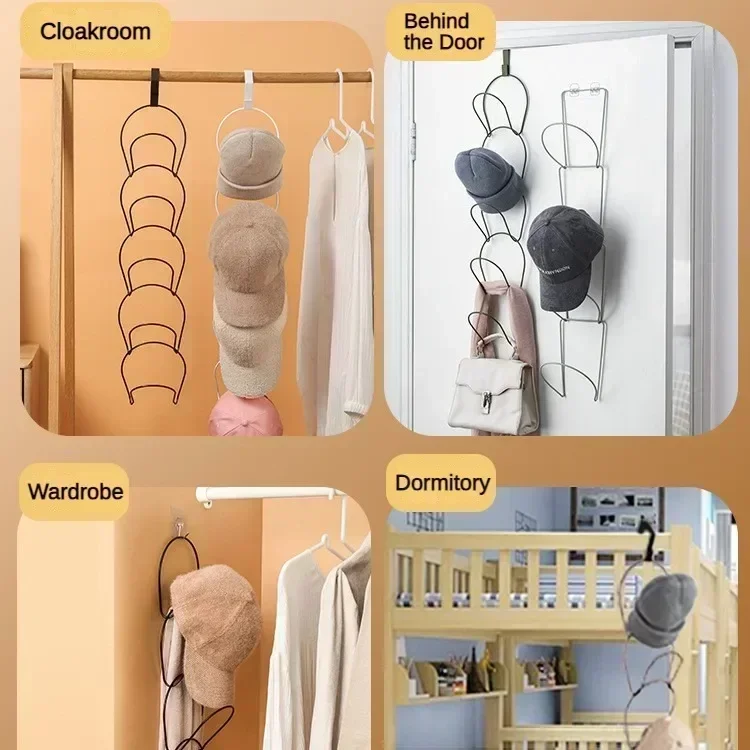 5 Hooks Storage Rack Hat Rack Hook Scarf Bag Baseball Cap Rack Organizer Storage Door Hanger Storage for Closet Bedroom