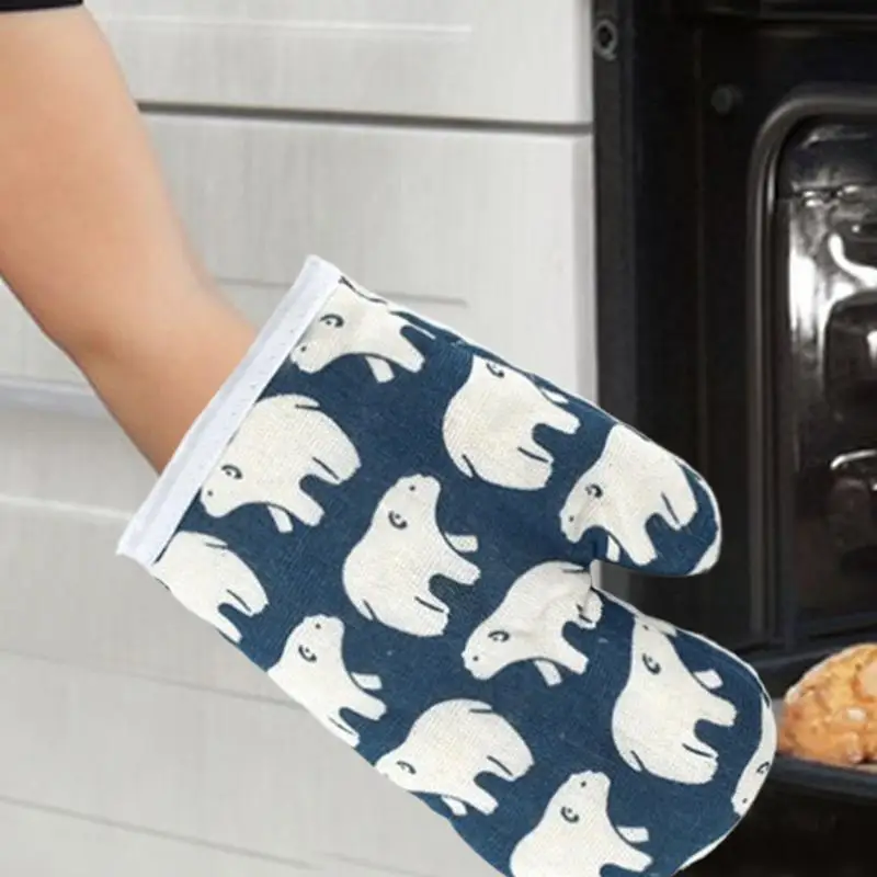 Cute printed Pattern Kids Oven Mitts Heat Resistant Cooking Mitts Anti Scald Baking Gloves Children's Kitchen Microwave Gloves