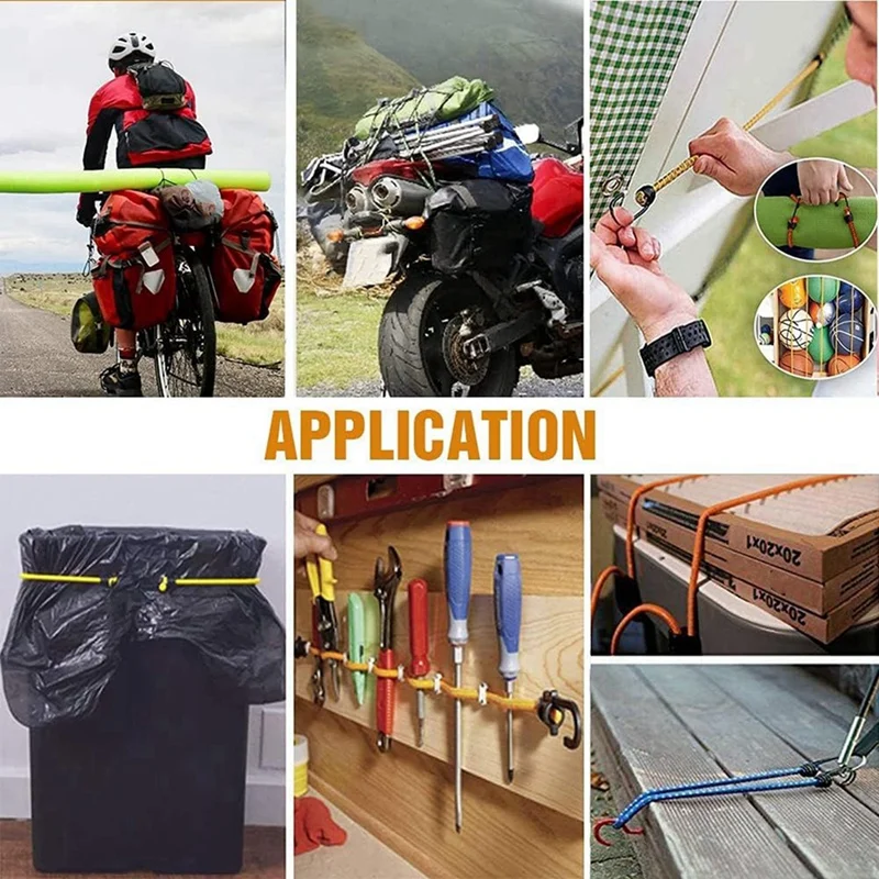 28Pcs Heavy Duty Bungee Cords With Hooks Rope Luggage Packing Strap For Motorcycle Bike Camping Hiking-A79P