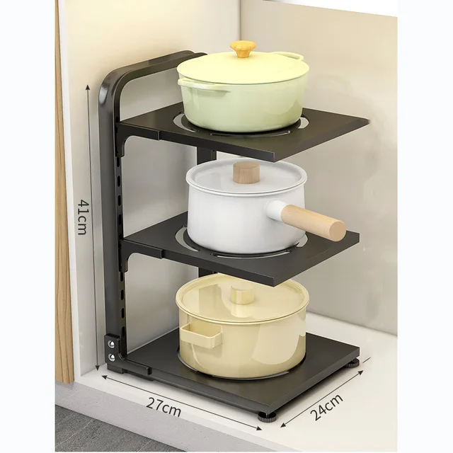 Under Sink Organizer Corner Frying Pan Holder Pan Organizer Storage Rack Adjustable