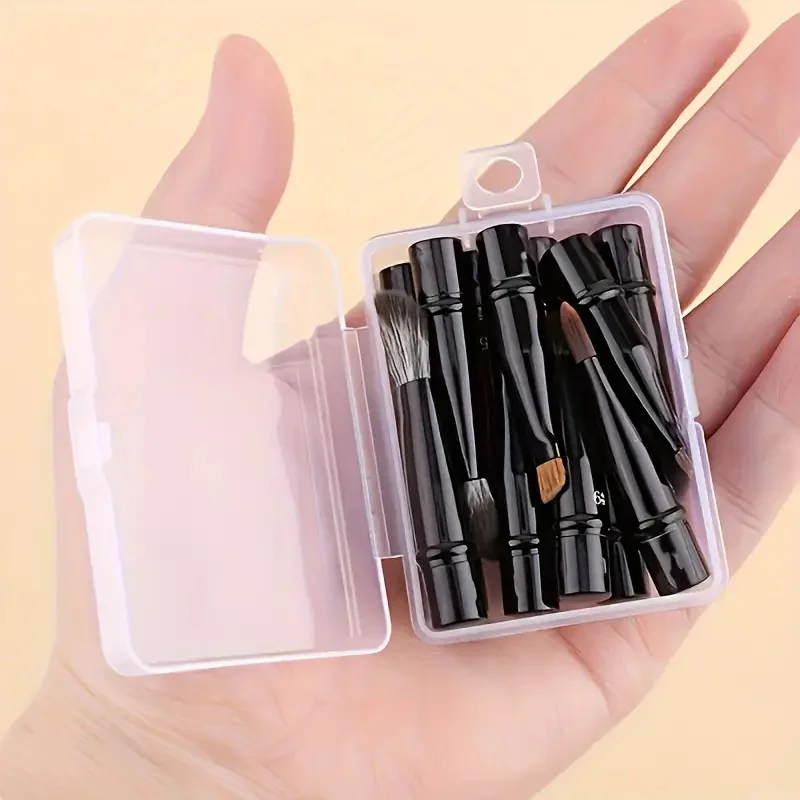 11/6Pcs 미니 여행 메이크업 브러쉬 상자 세트 더블 엔드 부드러운 머리 짧은 막대 교체 브러시 분리형 얼굴 화장품 도구