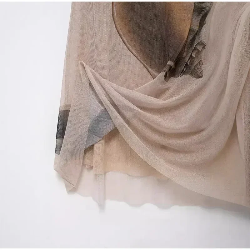 Vestidos largos de tul con espalda descubierta y estampados para mujer, vestidos de fiesta sin mangas con cuello halter y cordones, moda 2025, batas ajustadas para vacaciones en la playa.