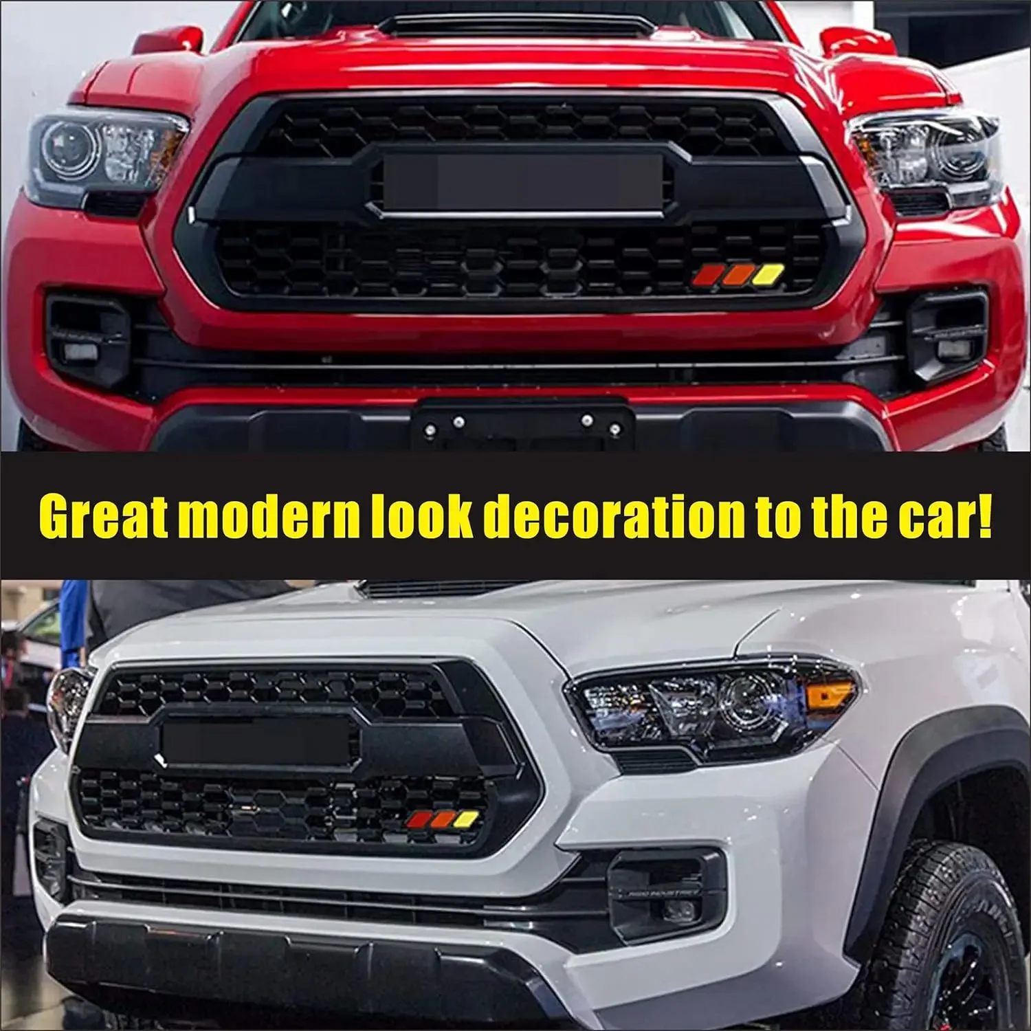 3 Colors Grille Badge Emblem Logo For Toyota Tacoma Tundra 4Runner TRD Highlande Rav4 CHR Strip Air Inlet Auto Car A
