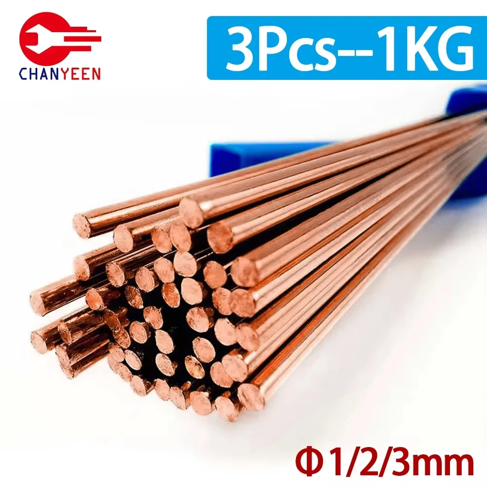 Welding Wire 3/6/9pcs 1KG 1/2/3mm 50cm Copper Electrode Brass Welding Rod Phosphorus Soldering No Need Solder Powder Rods Tools