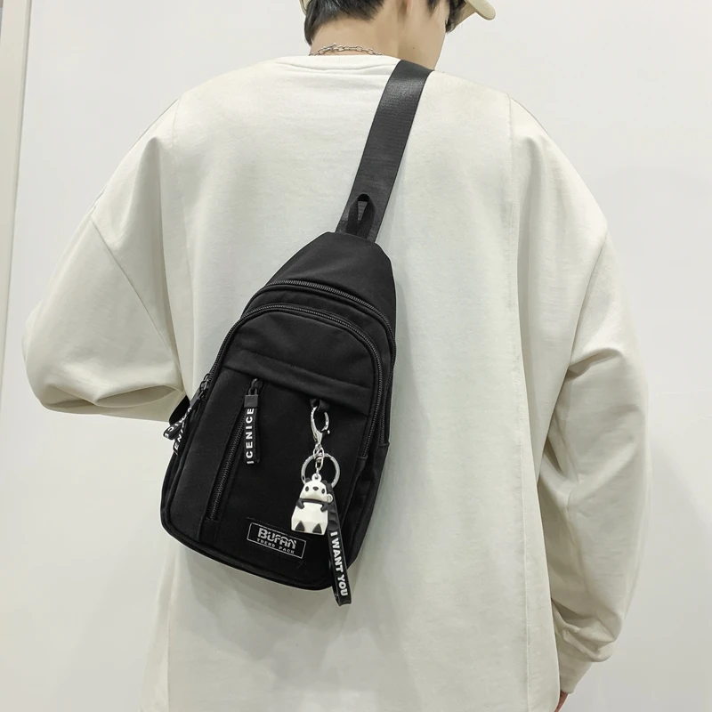 New Young Backpack Multi Pocket Backpacks with Accessories Canvas Casual Solid Color Shoulder Bag Women Waterproof Chest Bag Sac