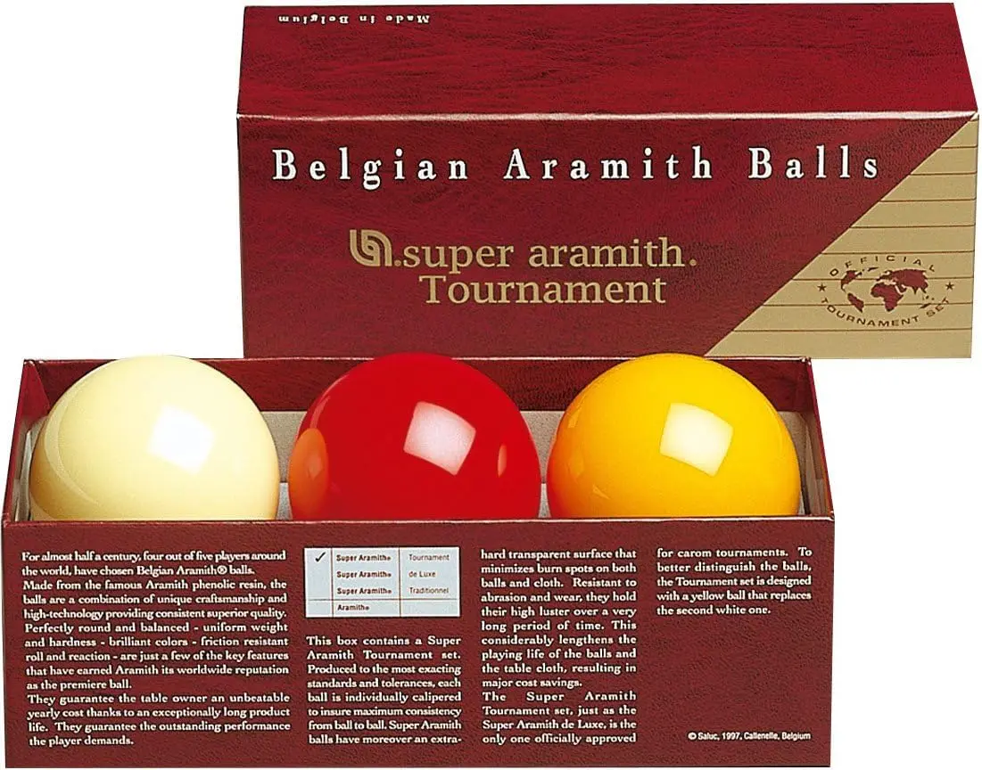 61.5 mm Super Armith Tournament Carom Billiard Balls, Complete 3 Ball Set