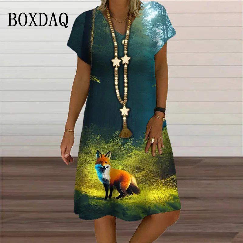 

Женское платье с коротким рукавом и V-образным вырезом, свободного покроя