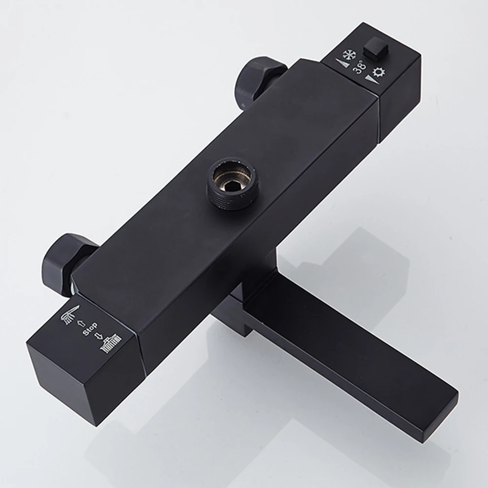 1 Pair Square Shower Temperature Control Handle Knob Black Thermostatic Handle Bath Shower Mixer Bathroom Fixture bathroom hardware set bathroom hardware accessories plumbing tool