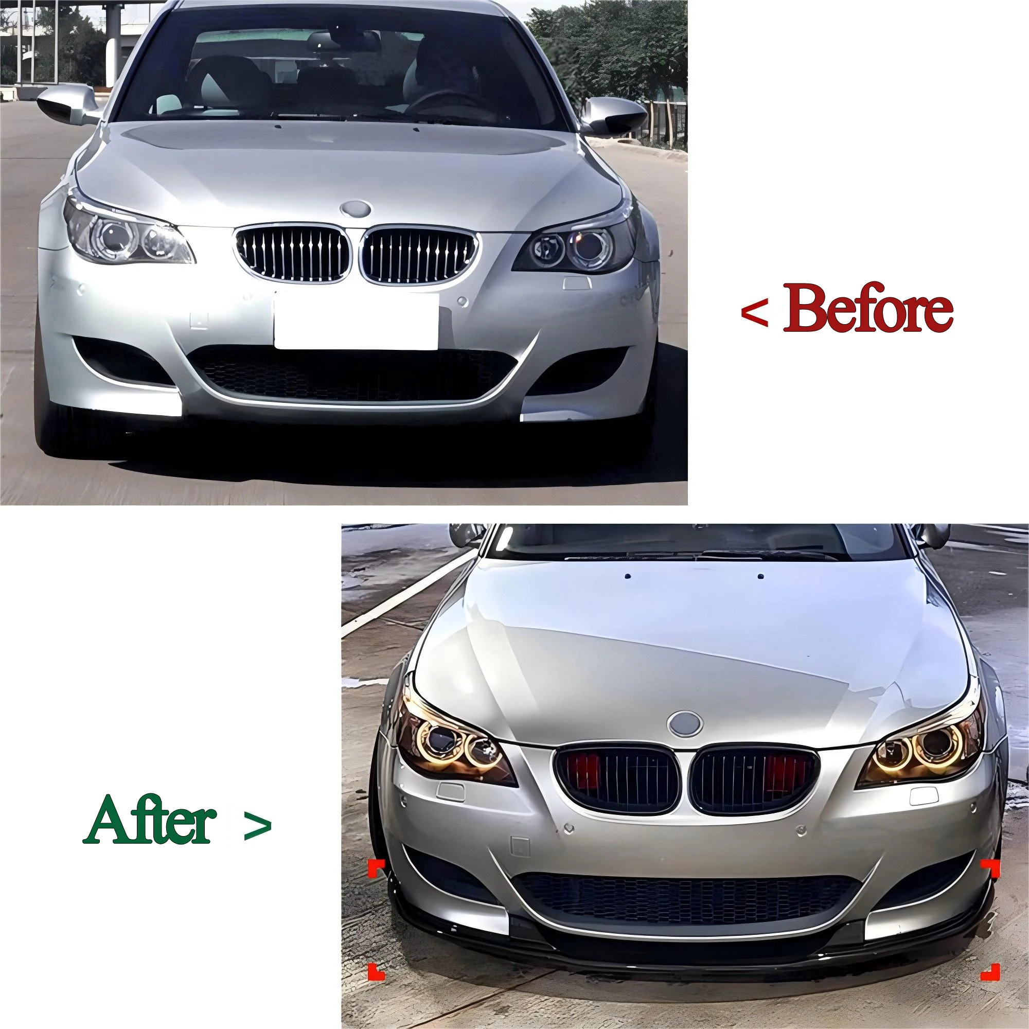 Front Bumper Splitter Lip Gloss Black Diffuser Spoiler Guard Bodykits For BMW 5 Series E60 E61 M5 2005 2006 2007 2008 2009 2010 car bumper spoiler bumper lip bumper lip decoration front bumper decoration front bumper cover