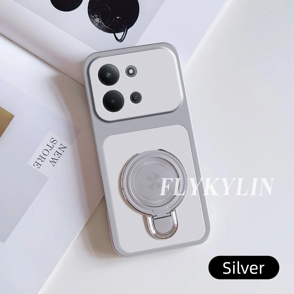 Anti-Drop Protective Shell with Lychee Leather Surface and Ultra-Thin Bracket