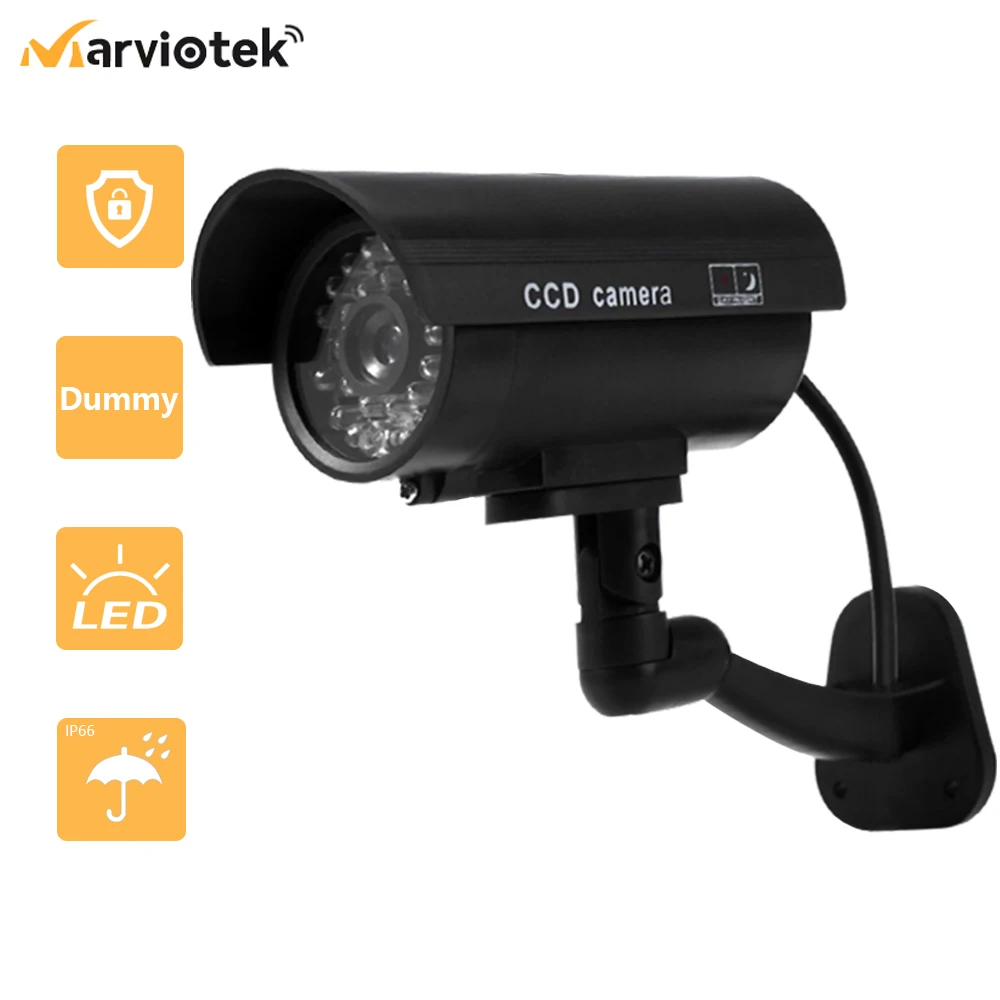 Dummy Camera Waterproof Outdoor Home Security Video Surveillance CCTV Dummy Cameras Bullet Camera With LED Light Fake Camera xiaomi mijia new e27 bulb wifi camera 1080p night vision security surveillance cameras hd home two way intercom motion detection