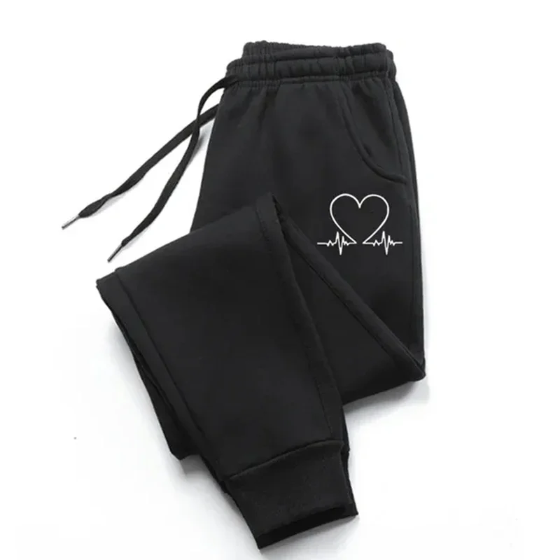 Women's Heart Printed Sweater, Luxury Long Pants, Jogger Pants, Casual Sports Fitness, Versatile Sweatpants