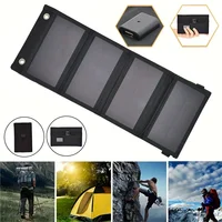 แผงโซลาร์เซลล์แบบพกพา USB 12V ที่ชาร์จโทรศัพท์มือถือ พับได้ ชุดอุปกรณ์ แบตเตอรี่สำรอง Power Bank iPhone แคมป์ปิ้ง กลางแจ้ง ชาร์จเร็ว กันน้ำ พลังงานแสงอาทิตย์ 6