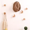 Creative Star Moon Wooden Hook Drawer Handle Non Perforated Adhesive Wall Hook for Bedroom Home Entrance Hat 2