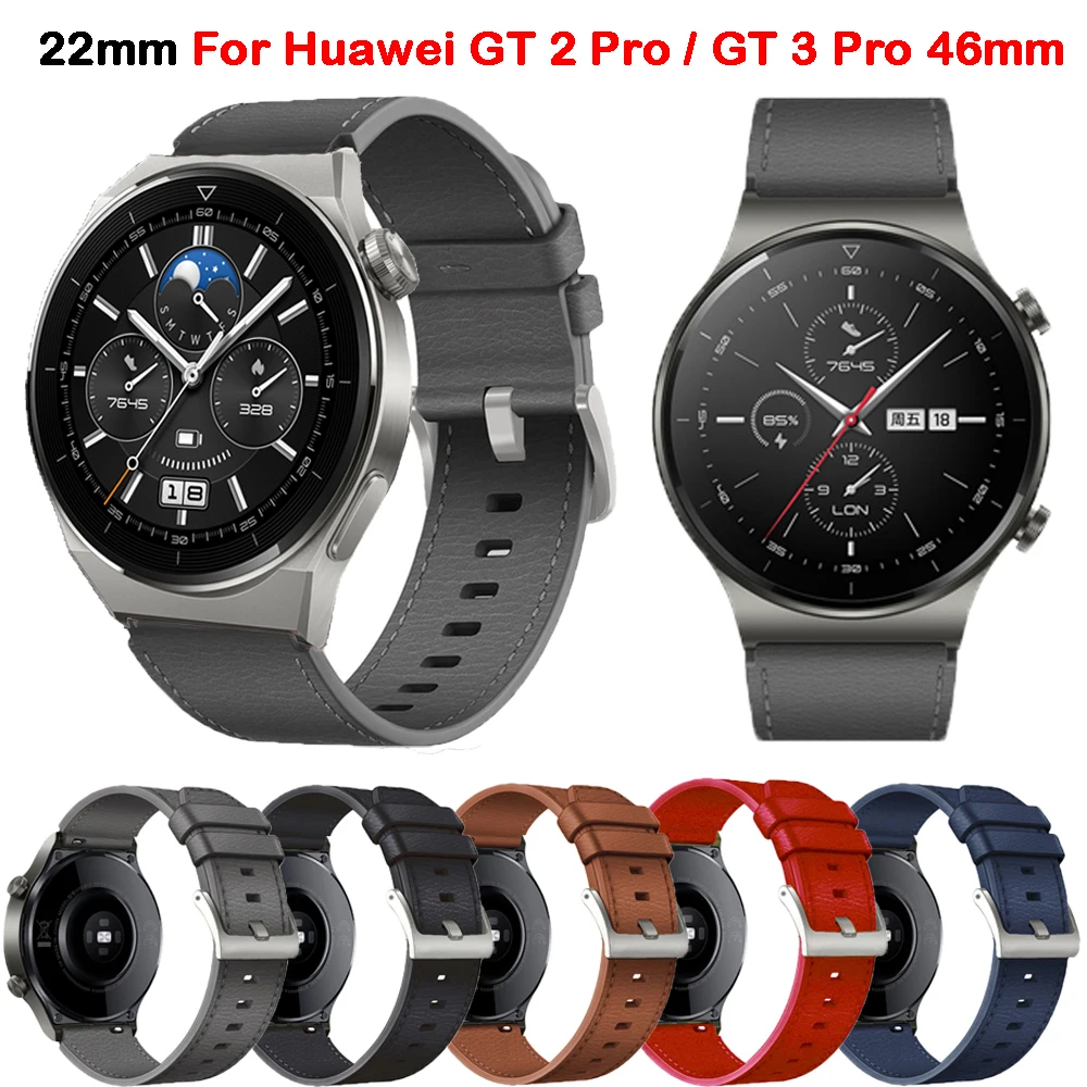 

Кожаный браслет для Huawei Watch GT2 GT 2 Pro, ремешок для наручных часов Huawei GT 4 3 46 мм/GT3 Pro / Honor Magic 2 46 мм, 22 мм