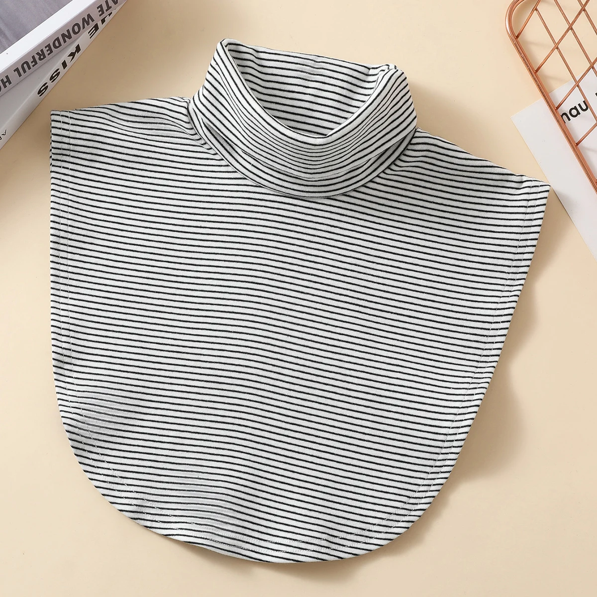 Gestrickter High Neck Fake Collar Damen modischer und vielseitiger warmer Nackenschutz schal elastischer Jersey Roll kragen pullover – Detail 12