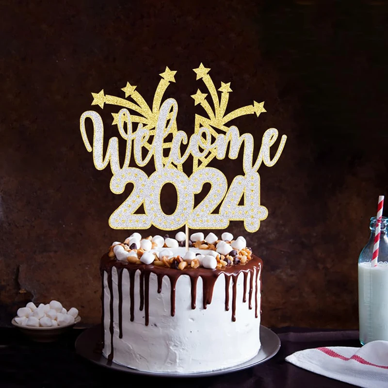 

Акриловый Золотой Топпер для кексов 2024, топпер для торта на новый год, боковое украшение для торта, Рождественская вечеринка, выпечка «сделай сам», детский домашний подарок