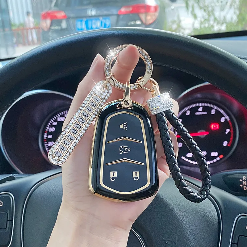 Cover Chiave/telecomando per CadillacCT6 CTS XT5 DTS ATS Escalade ESV SRX STS XTS ELR 2014 2015 2016 2017 2018 - Sd7607db4897a45e783ccdb55616aba46X