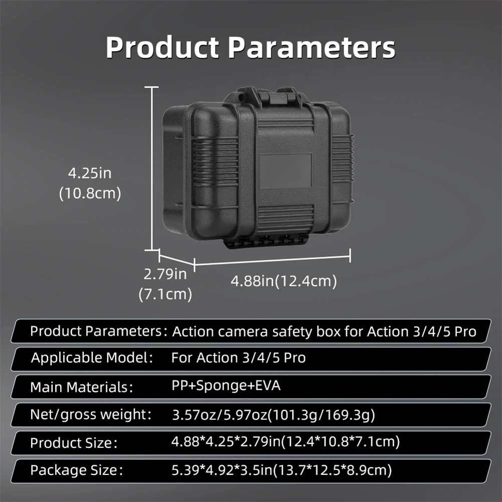 New Carry Case For DJI Osmo Action 5 Pro/Action 4/3 Waterproof Shell Protective Box Hard Shell Storage Case Camera Accessories