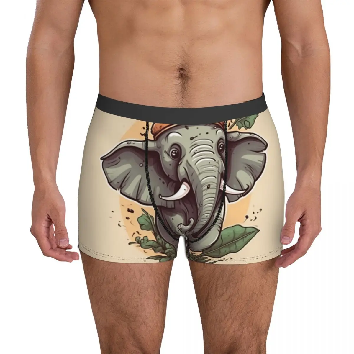 Elephant Underwear Nature Style Cartoon Funny Panties Print Shorts Briefs  3D Pouch Men's Large Size Boxer Shorts - AliExpress