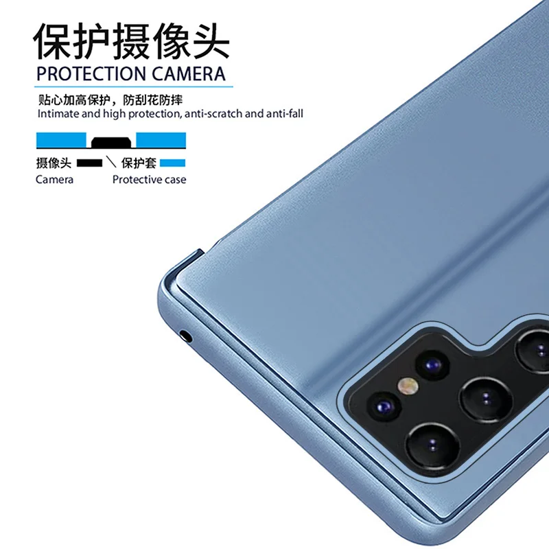 Premium Mirror Clear View Flip Stand Phone Case with Enhanced Protective Cover