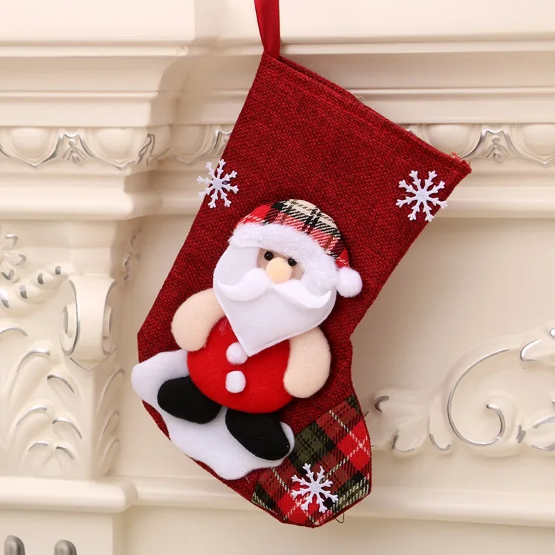 Christmas Stockings Socks for Santa Snowman Hanging Xmas Tree Home New Year Navidad Candy Gift Bags