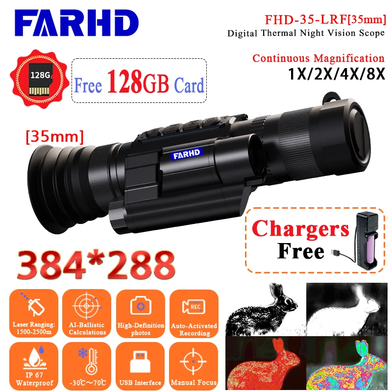 

FARHD 12um 384x288 Night Vision Scope Hunting Sights Thermal Imaging Scope With Rangefinder