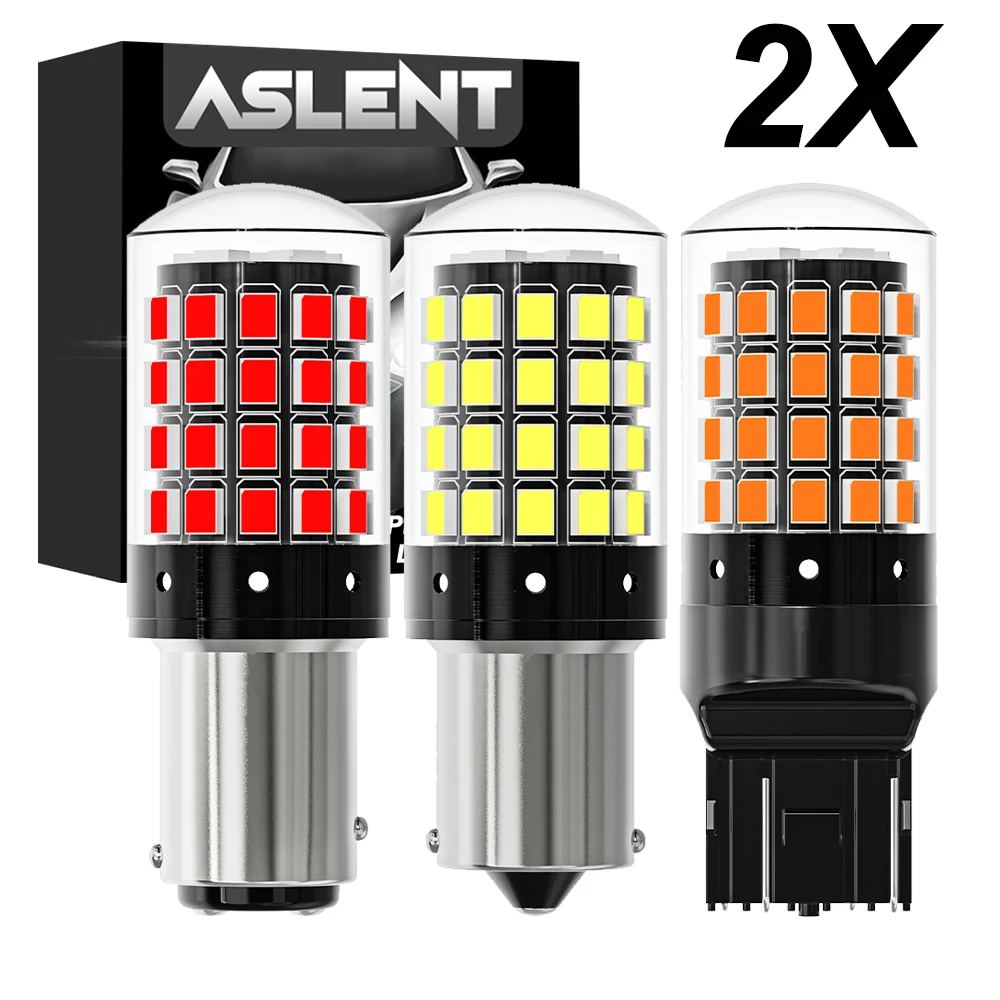 2 قطعة 1156 BA15S P21W BAU15S PY21W 7443 W21/5W T20 7440 W21W WY21W 1157 P21/5W BAY15D 54 LED لمبات CanBus مصباح بدوره أضواء الإشارة