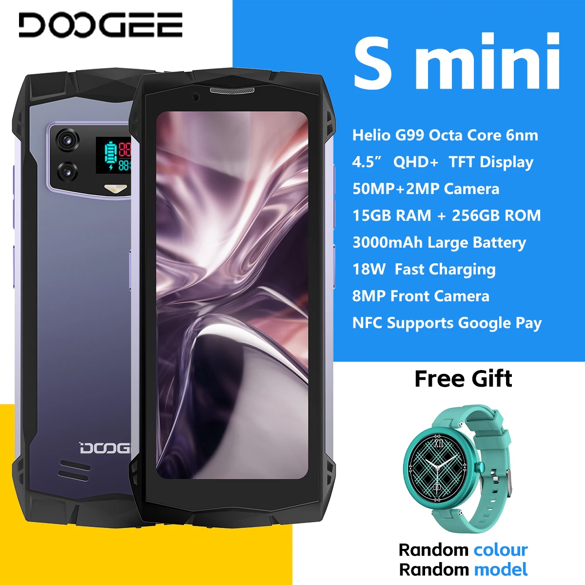 Doogee-sMini頑丈なnfc android携帯電話,4.5インチqhd