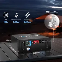 Built-in 100A BMS, with Touchable Smart Display & Mobile APP, Max. 48V 100AH Lithium LiFePO4 Battery, 4800W Power Output 1