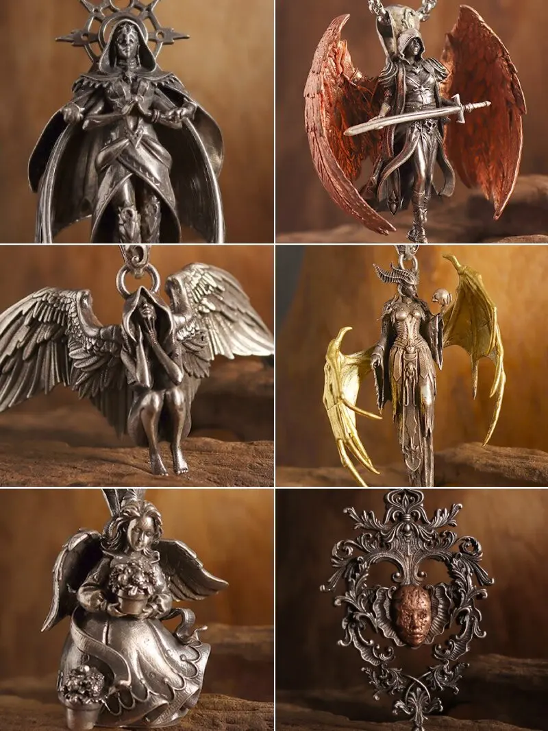 High Quality Neo-Gothic Angel Devil Pendant Necklaces Many Kinds Wholesale Trendy Rock Fashion Jewelry