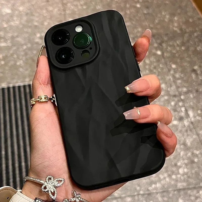 Soft Fold Pleated Pattern Silicone Phone Case - Stylish Protective Cover