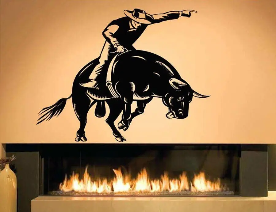 Wild West Country Cappello Da Cowboy Western Horse Bull Rodeo Texas Boots Chitarra Wall Sticker Vinile Home Decor Room Decalcomania Rimovibile 3370