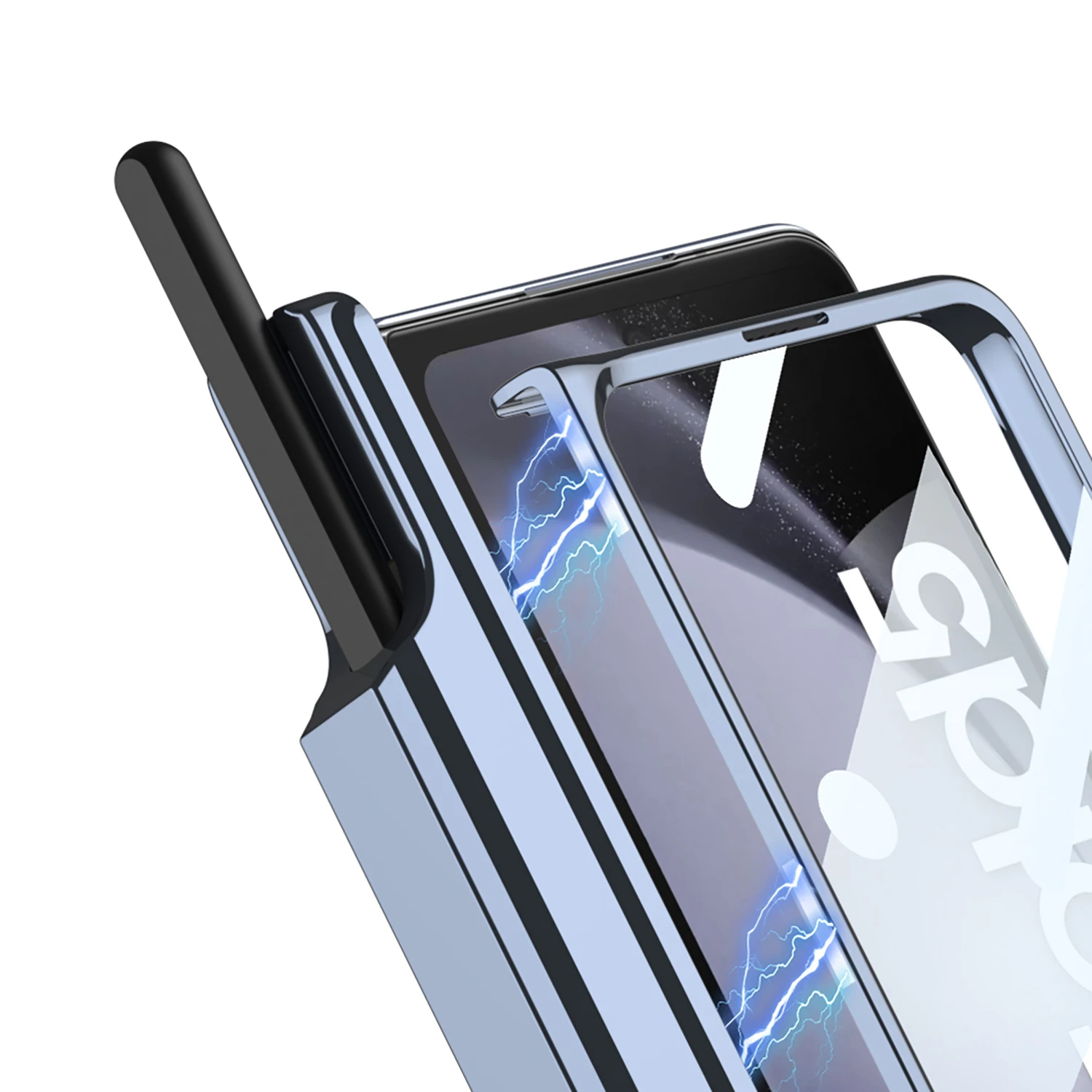 For Samsung Galaxy Z Fold 5 Magsafe Case Wireless Charging Electroplated Transparent Magnetic Hinge Pen Holder Kickstand Cover