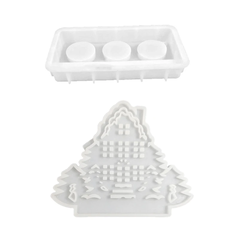 Tree House Holder Mold Candlestick Silicone Tealight Holder Resin Epoxy Molds DIYs Handicrafts Moulds