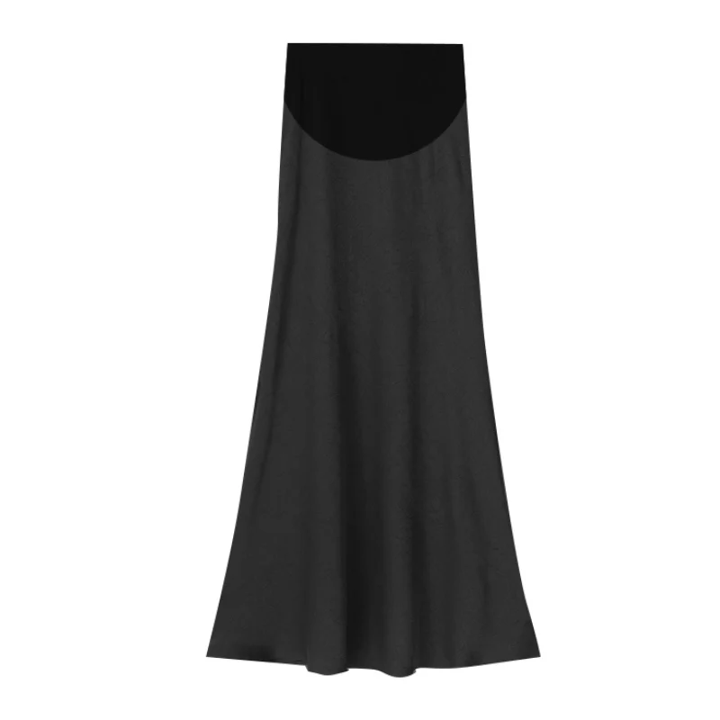 Summer French Style Pregnant Woman Retro Belly Skirts Acetate Satin Maternity Mermaid Skirt with Slit Pregnancy Fishtail Skirts