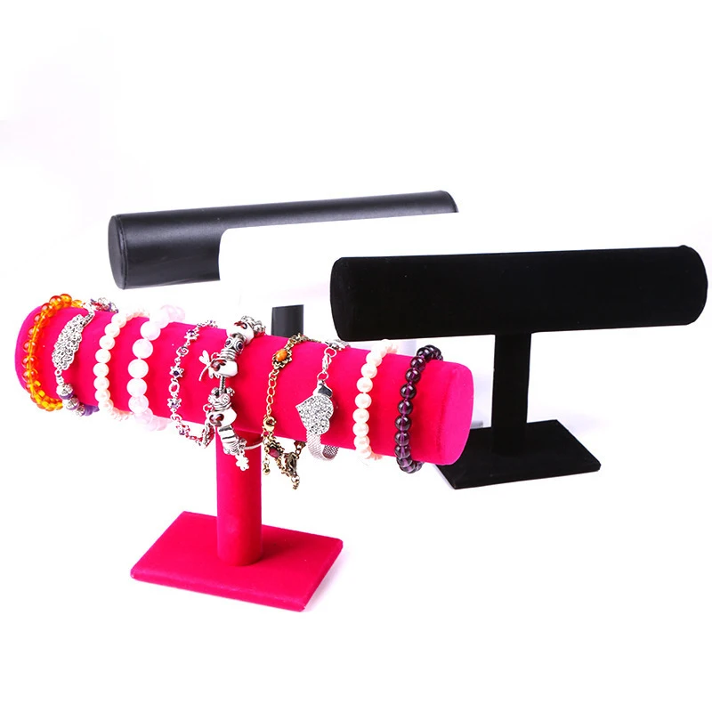 Display Stand Single Tier Velvet Bracelet Chain Watch T-Bar Rack Jewelry Organizer