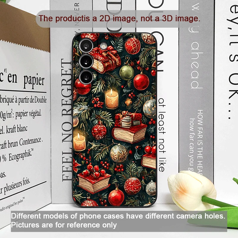 Festive Bookshelf Book Print Christmas Phone Case - Soft Cover