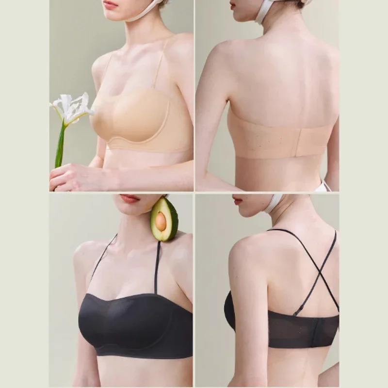 Women Strapless Bra Wireless Invisible Seamless Push Up Summer Bralette Convertible Multiway Lift
