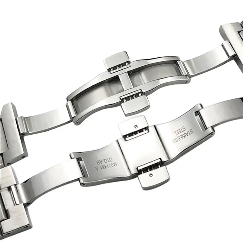 SCHIK Curved End Solid Stainless Steel Watch Band 21mm For MIDO M021.431 For MIDO 40mm Commander Watch Series Silver Men Wrist