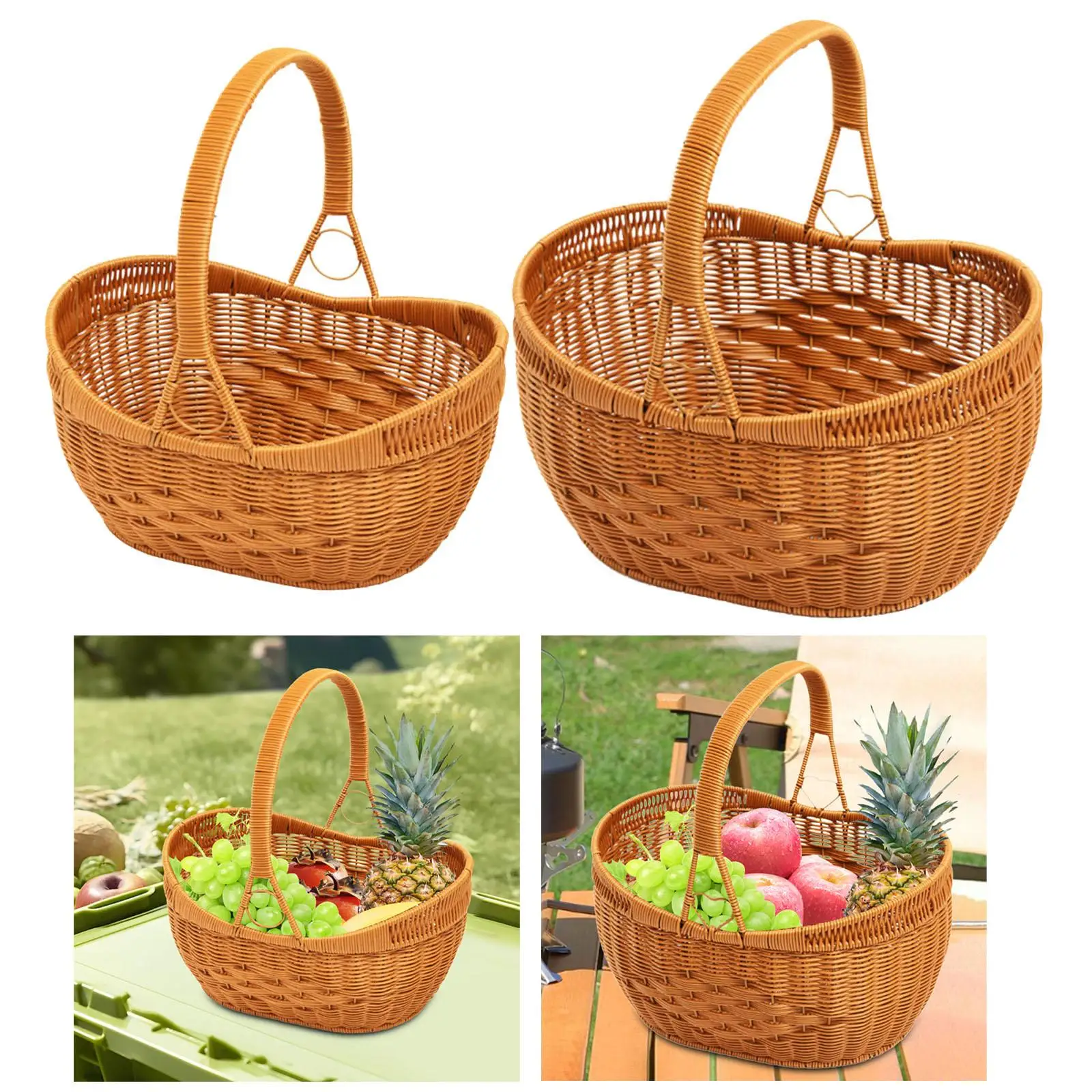 Storage Basket with Handle Handwoven Basket for Baby Shower Home Living Room