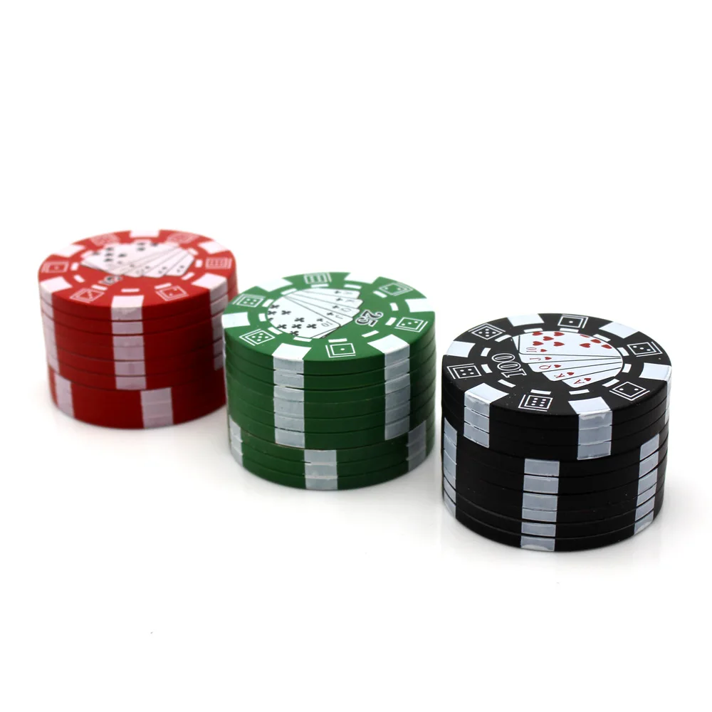 1/12er-Pack Kräutermühle aus Metall und Kunststoff, 40 mm, kleine Pokerchip-Form, 3-lagiger Gewürzzerkleinerer, Kräuterwerkzeug, Kunststoff-Kräutermühle – Detail 5