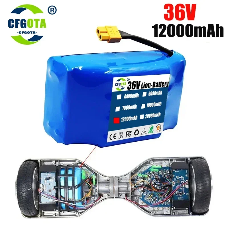 thumbnail image 2 of 10s2p Replacement Battery For Hoverboard / Unicycle – 36V 12000mAh, Lithium, CE/FCC/RoHS Certified 2 of 10