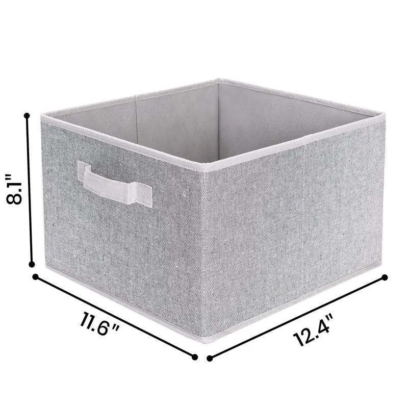 Storage Boxes for Shelves, Closet Storage Bins, Gray, 11.6'' W x