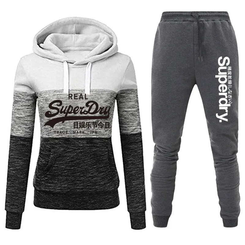 Winter Tracksuits Women 2 Piece Set Fleece Hoodies Sweatshirts Sweatpants Jogging Pants Suit Outfits Women Clothing Sweatsuits grey hoodie Hoodies & Sweatshirts