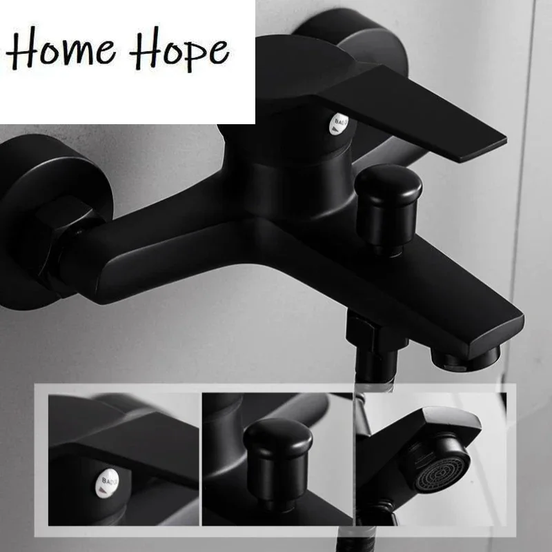 ห้องน้ําก๊อกน้ําอ่างอาบน้ําก๊อกน้ําพลาสติก ABS ติดผนัง Dual Spout ร้อนเย็นวาล์วผสมหัวฉีด TAP สําหรับห้องน้ํา 1