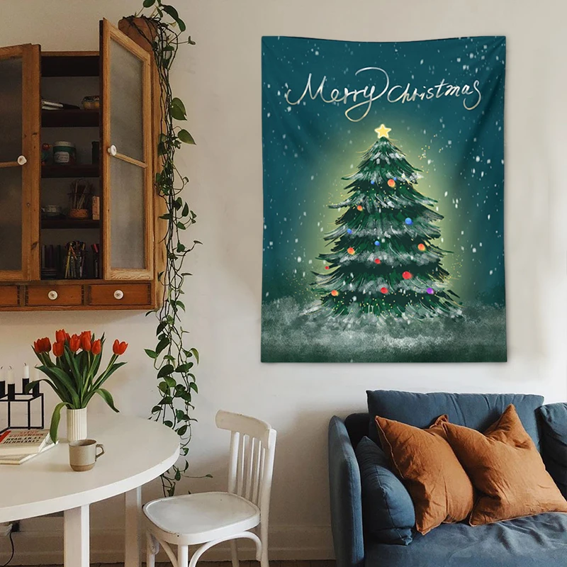 Tapestry Decor Wall Hanging Tapestries Christmas Background Cloth Santa Claus Wall Poster tapestry decor
