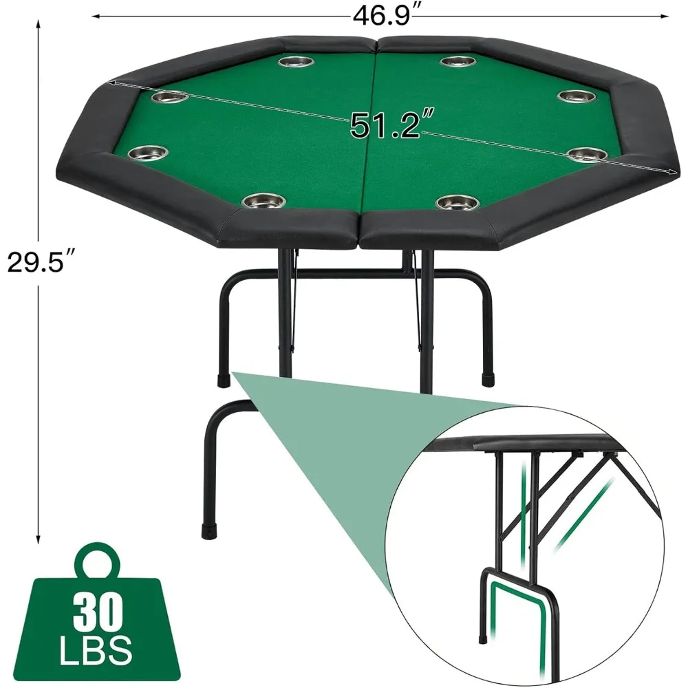 Game Poker Table Stainless Steel Cup Holder Casino Leisure Top Texas Hold'em Table 8 Player Leg Green Felt